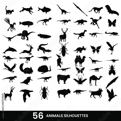 Set of animals silhouettes icon vector. Eps10 vector illustration.