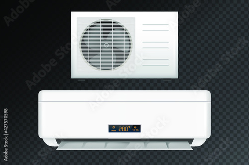 Realistic air conditioning, air conditioner vector on transparent background. Eps 10 vector illustration.