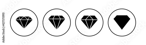 Diamond icon set. diamond gems vector icon.