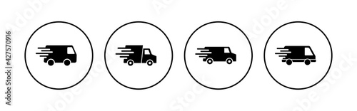 Fast shipping delivery truck icon set. Delivery truck icon. fast delivery icon