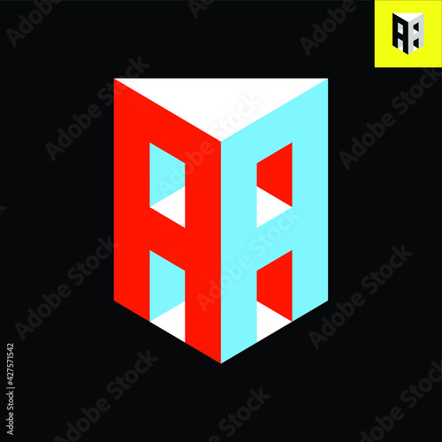 Letter A 3D Logo
Mirrored twin Letter A monogram logo design in stylish 3D-look art. Vector logo in red, white, blue colors. Eps 8.
