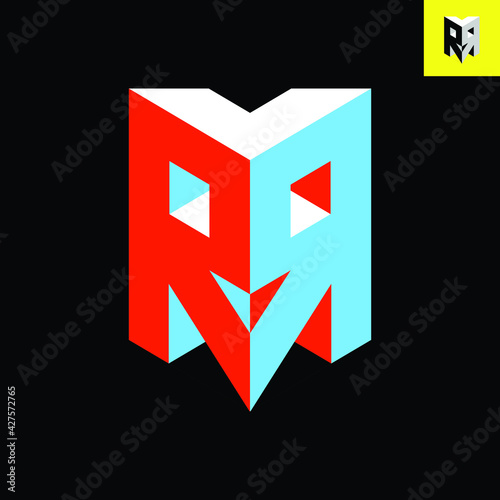 Letter R 3D Logo
Mirrored twin Letter R monogram logo design in stylish 3D-look art. Vector logo in red, white, blue colors. Eps 8.
