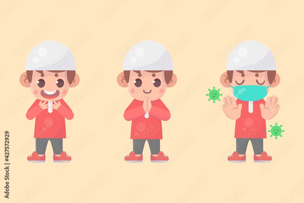 Set of happy cute moslem boy character with many gesture expressions . Premium Vector
Set of happy cute moslem boy character with many gesture expressions . Premium Vector
