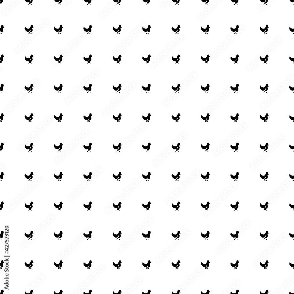 Square seamless background pattern from geometric shapes. The pattern is evenly filled with black chicken symbols. Vector illustration on white background Square seamless background pattern from geometric shapes. The pattern is evenly filled with black chicken symbols. Vector illustration on white background