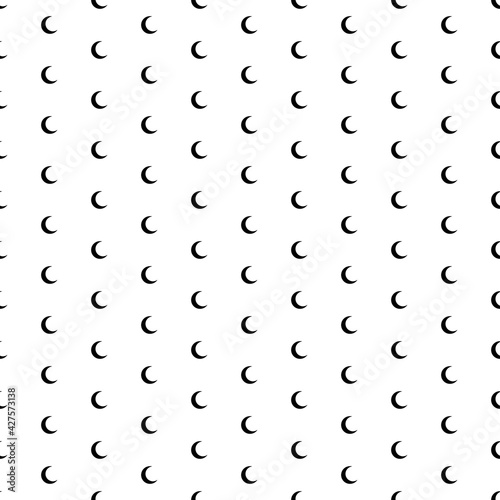 Square seamless background pattern from black moon symbols. The pattern is evenly filled. Vector illustration on white background