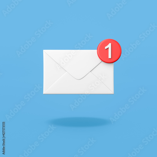 Mail Envelope with Notification on Blue Background