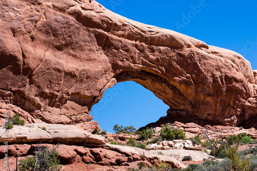 North Window Arch in the Windows section of Arches National Park - Moab  Utah  USA