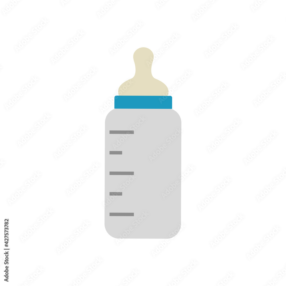 Baby milk bottle. Baby milk bottle symbol. Nutrition in the plastic container for a newborn. White drink, dairy product. Baby milk bottle. Baby milk bottle symbol. Nutrition in the plastic container for a newborn. White drink, dairy product.