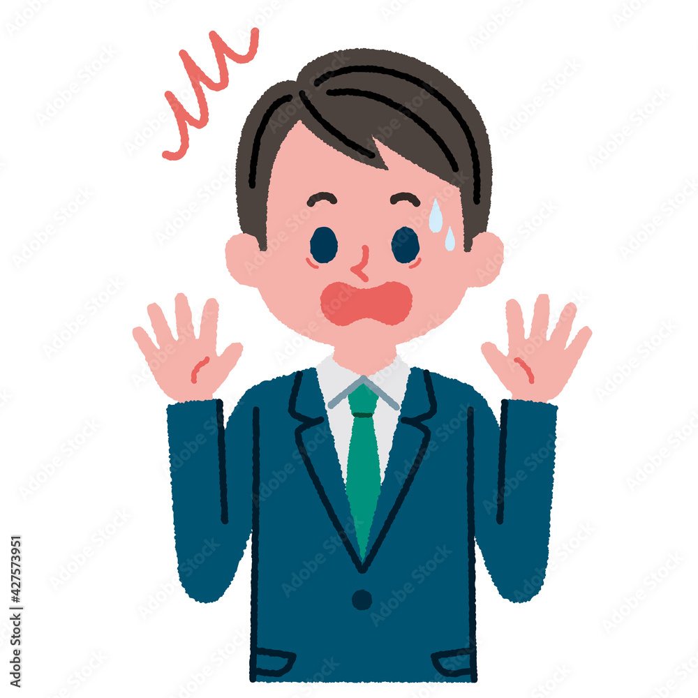 驚いているスーツを着た男性のイラスト 驚いているスーツを着た男性のイラスト