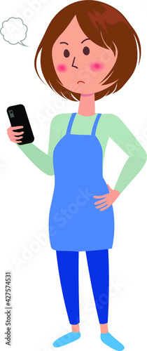 これは携帯電話を見て怒る女性のイラストです。