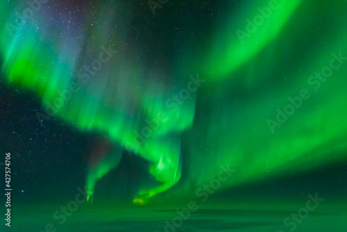 Striking aurora from an aircraft window