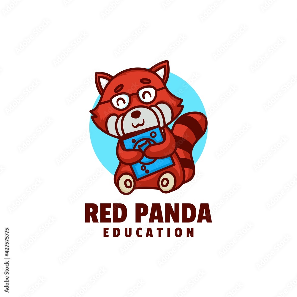 Vector Logo Illustration Red Panda Mascot Cartoon Style