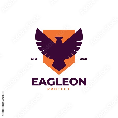 Vector Logo Illustration Eagle Simple Mascot Style.