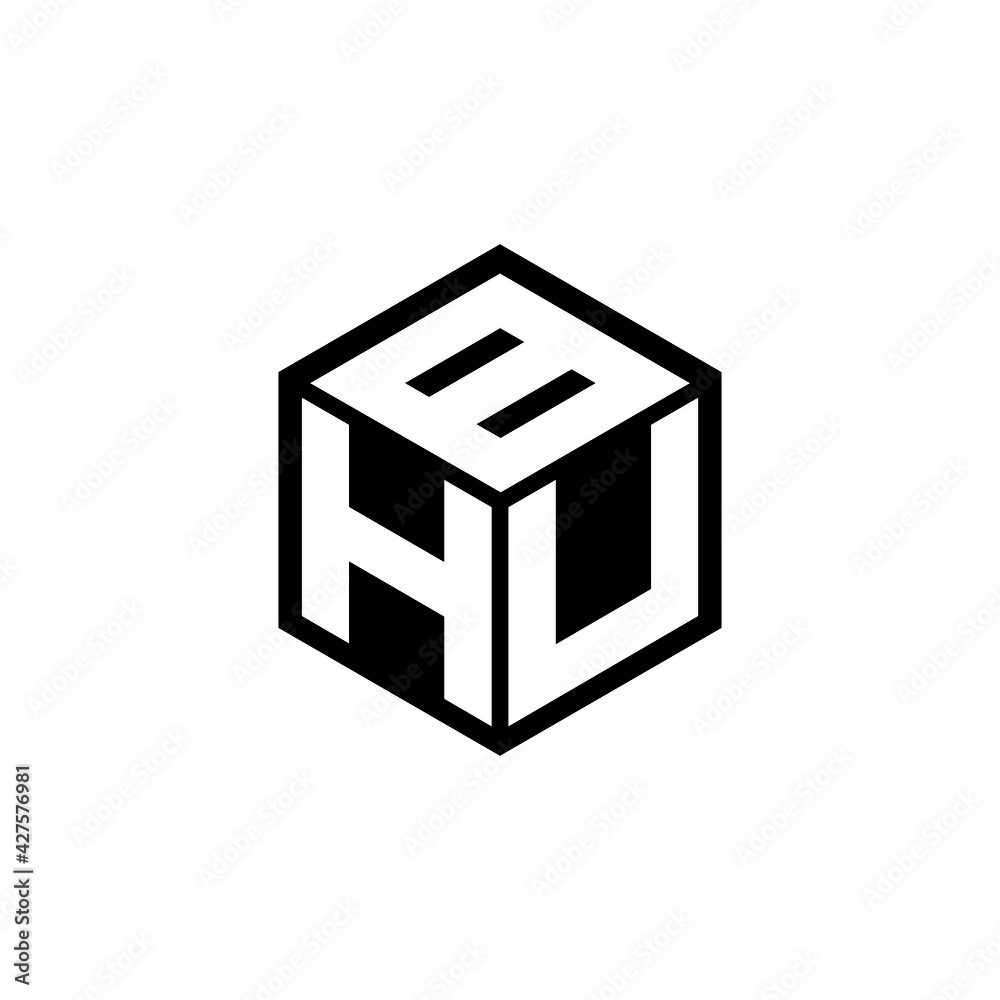 HUB letter logo design with white background in illustrator, cube logo
