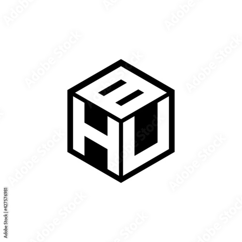 HUB letter logo design with white background in illustrator, cube logo, vector logo, modern alphabet font overlap style. calligraphy designs for logo, Poster, Invitation, etc.	