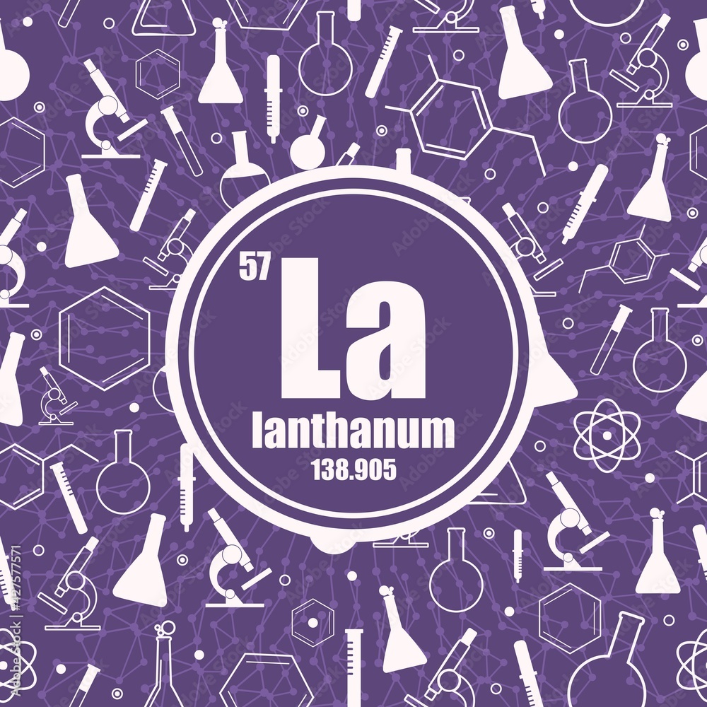 Lanthanum chemical element. Concept of periodic table.
