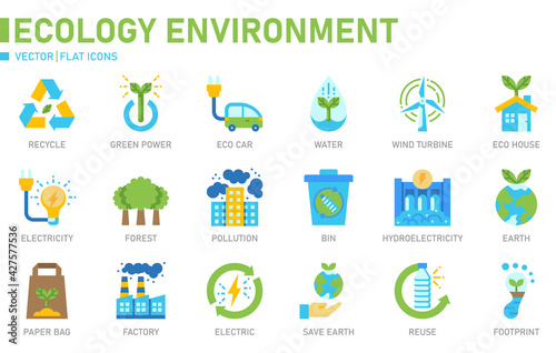 Ecology icon for website, application, printing, document, poster design, etc.
