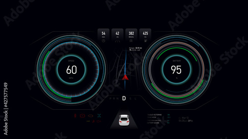 EV Electric vehicle Car dash board PHEV Concept 004