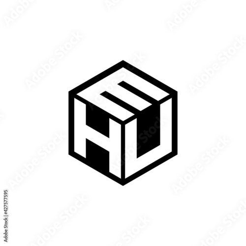 HUM letter logo design with white background in illustrator, cube logo, vector logo, modern alphabet font overlap style. calligraphy designs for logo, Poster, Invitation, etc.	