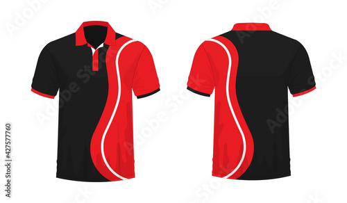 T-shirt Polo red and black template for design on white background. Vector illustration eps 10.