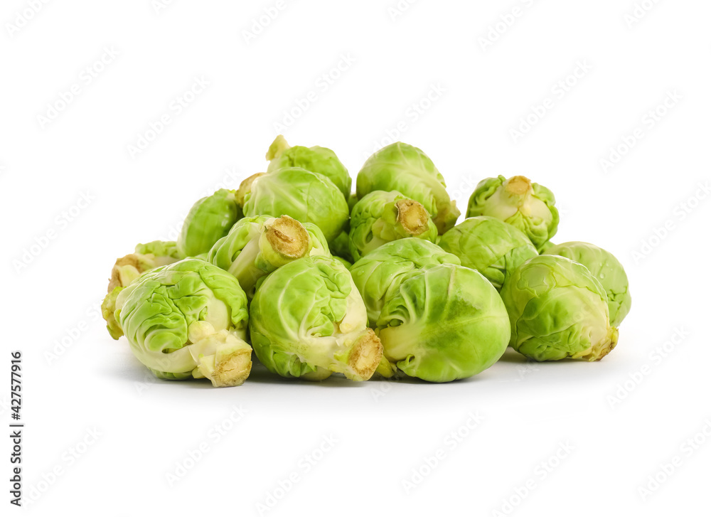 Fresh Brussels sprouts on white background Fresh Brussels sprouts on white background