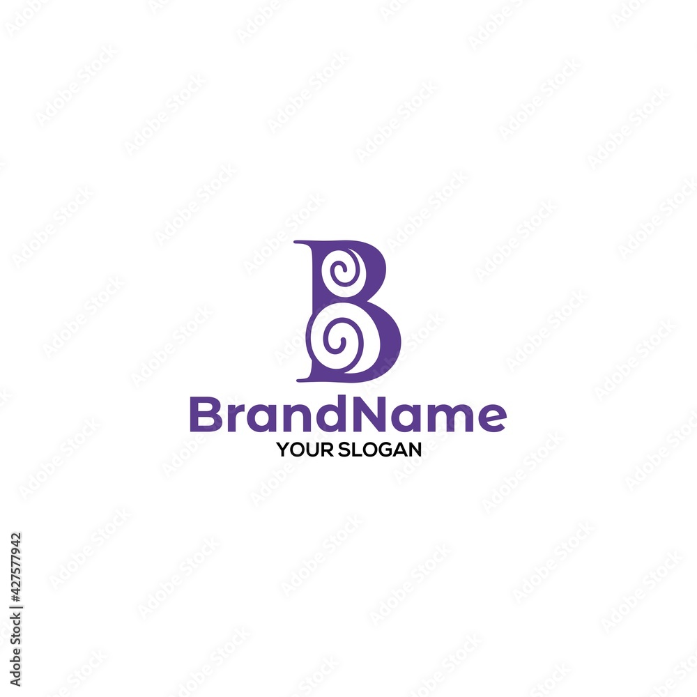 B Spiral Logo Design Vector