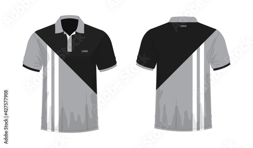 T-shirt Polo grey and black template for design on white background. Vector illustration eps 10.