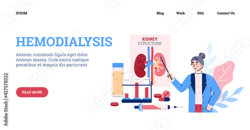 Medical service hemodialysis for patients with kidney failure disease.