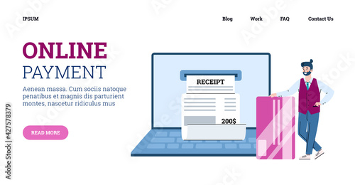 Business man using web app for online payments from electronic digital bill.