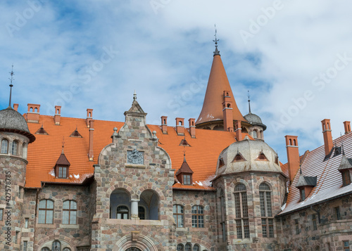 a fragment of the castle wall, it is a masterpiece of eclectic art, Cesvaine Castle, Madona district, Latvia
