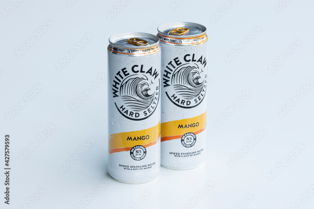 Portland, OR, USA Apr 13, 2021 White Claw Hard Seltzer isolated on white. White Claw Hard