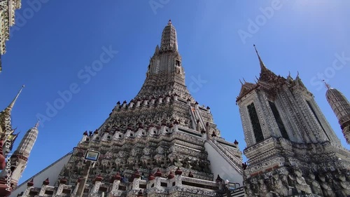 Historical Wat Arun (Temple Of Dawn) , Bangkok, The Famous Tourist Attraction in Thailand, An ancient temple built in the Ayutthaya period. photo