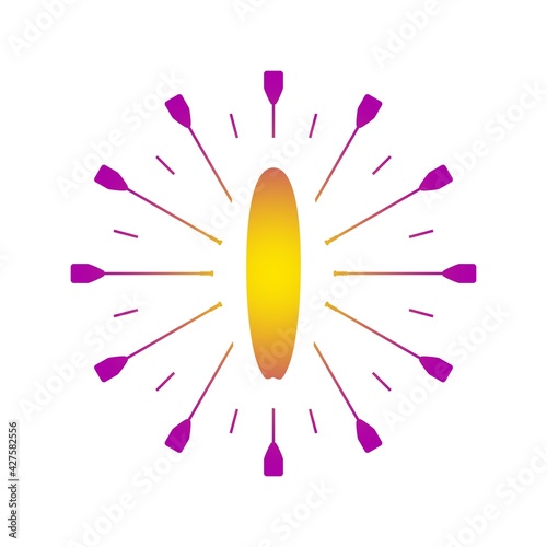 Stand up paddle boarding flat emblem illustration