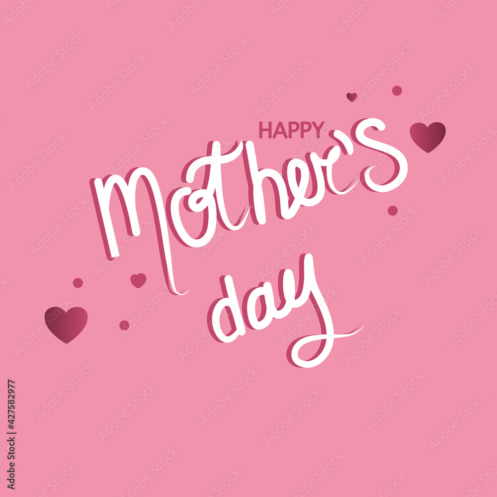 Mother's Day postcard with text and hearts. Vector illustration