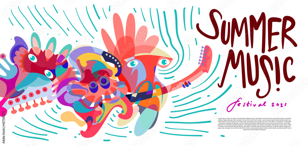 Vector illustration colorful summer music festival banner