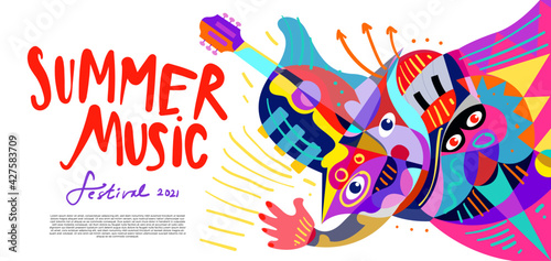 Vector illustration colorful summer music festival banner