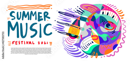 Vector illustration colorful summer music festival banner