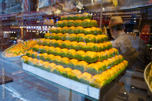 Baklava pastry dessert. Traditional turkish dessert.