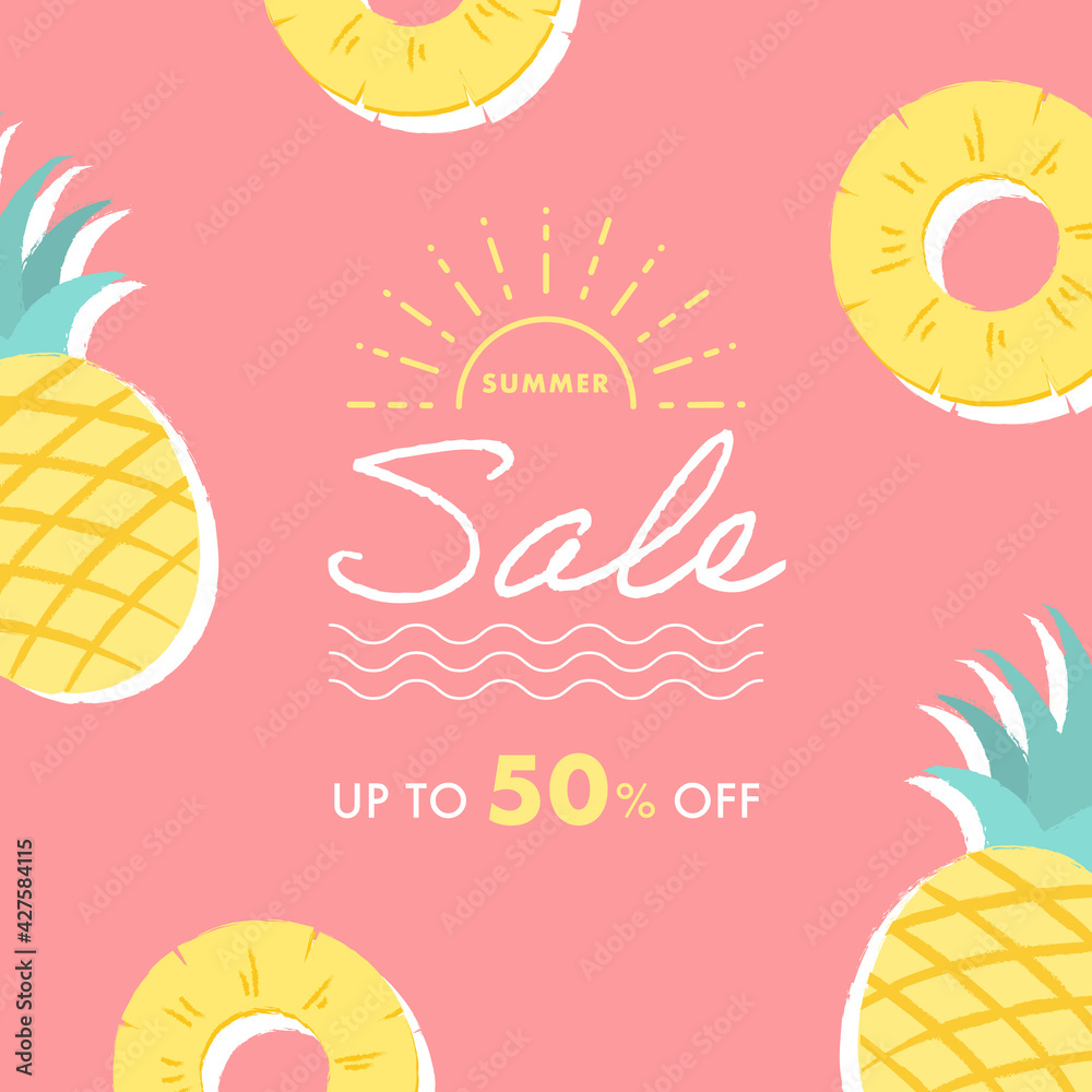 vector background with pineapples for banners, cards, flyers, social media wallpapers, etc.