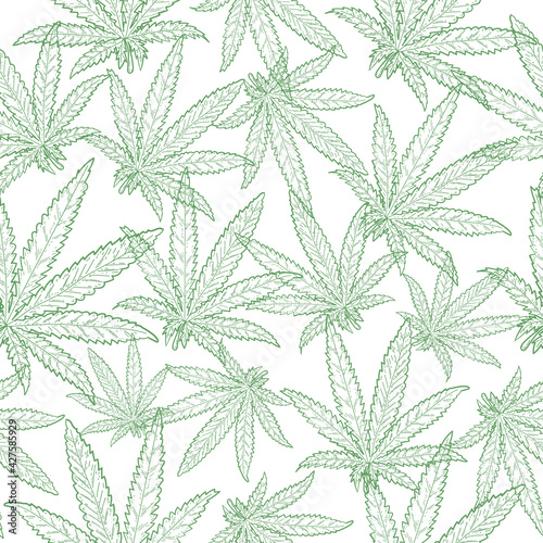 Seamless pattern of Marijuana leaves