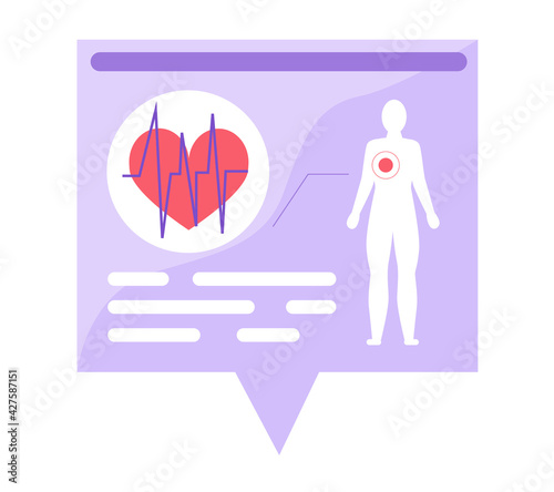 Billboard, poster on topic of cardiology, structure of human cardiovascular system, cardiogram