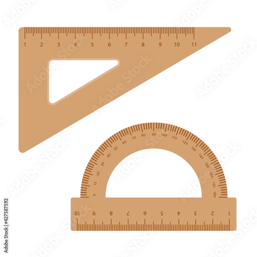 Wooden rulers set vector