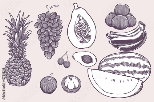 Hand drawn vegan food icons...