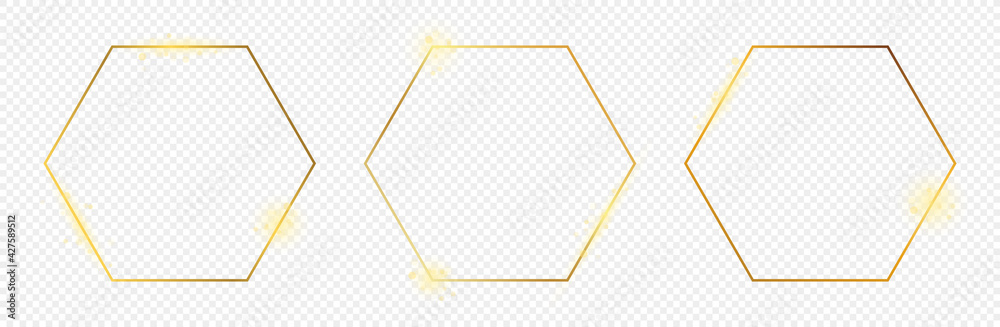 Gold glowing hexagon frame Gold glowing hexagon frame