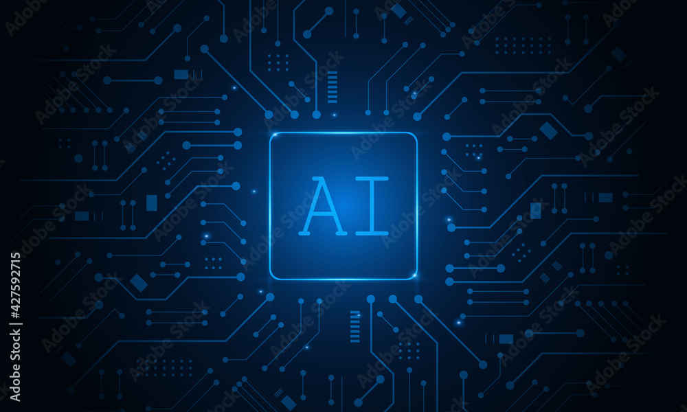 Obraz premium Artificial Intelligence ,AI chipset on circuit board, futuristic Technology Concept 