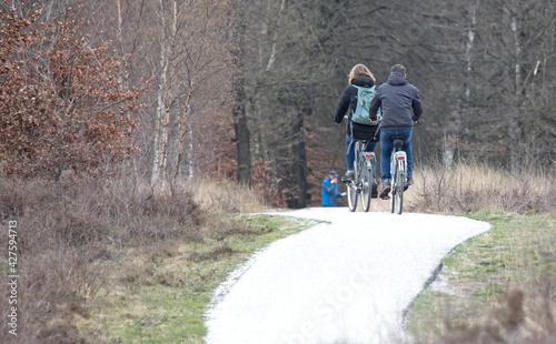 Couple riding bikes in the Netherlands
