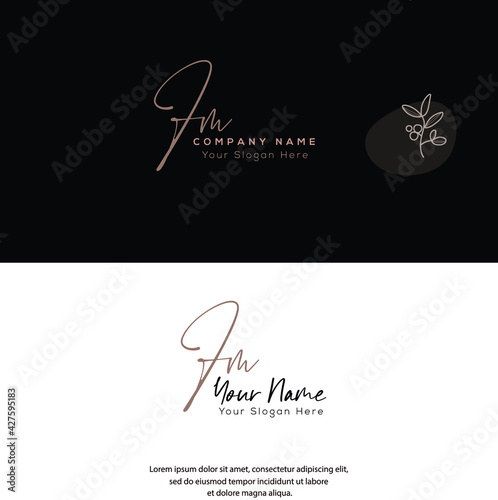F M FM Initial letter handwriting and signature logo. Beauty vector initial logo .Fashion, boutique, floral and botanical