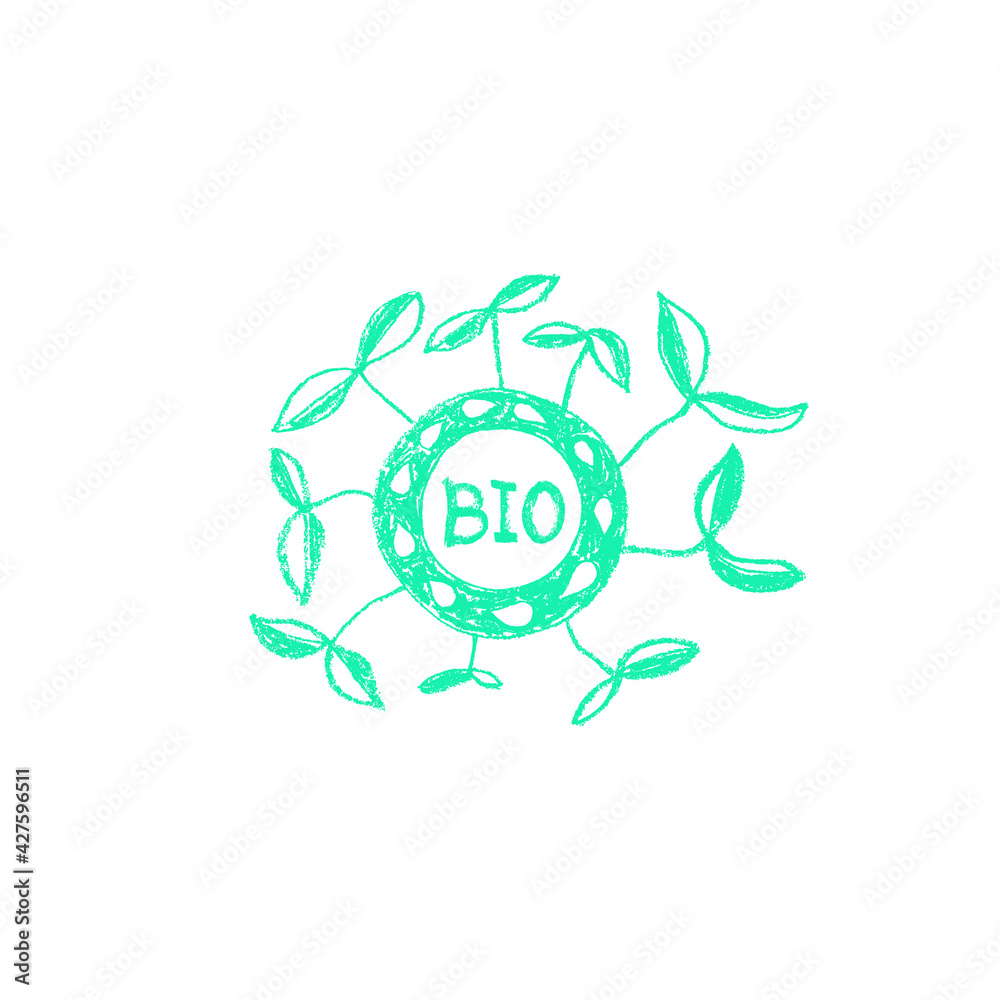 Vector organic symbol in trendy hand-drawn style. Microgreens sign, eco products, emblem of natural organic cosmetics packaging design. Biological icon. Badge of healthy eating. Stamp healthy food. Vector organic symbol in trendy hand-drawn style. Microgreens sign, eco products, emblem of natural organic cosmetics packaging design. Biological icon. Badge of healthy eating. Stamp healthy food.