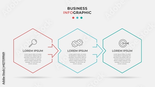 Vector Infographic design business template with icons and 3 options or steps. Can be used for process diagram, presentations, workflow layout, banner, flow chart, info graph © Ainul