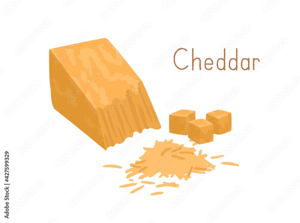 Cheddar pieces and grated hard cheese. Delicious gourmet yellow chees ...